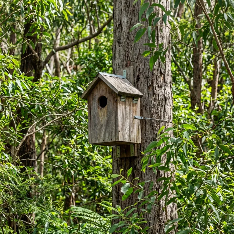 Animal nesting box installed as a humane alternative to a Chum Creek roof cavity